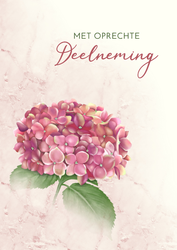 Condoleancekaarten - Condoleancekaart roze hortensia