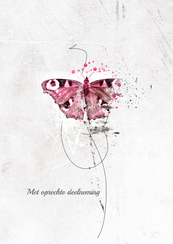 Condoleancekaart Roze Vlinder - Condoleancekaarten Condoleancekaarten - Condoleancekaart Roze Vlinder