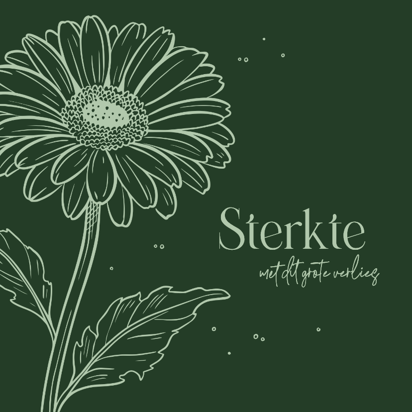 Condoleancekaarten - Condoleancekaart sterkte gerbera bloem stijlvol groen