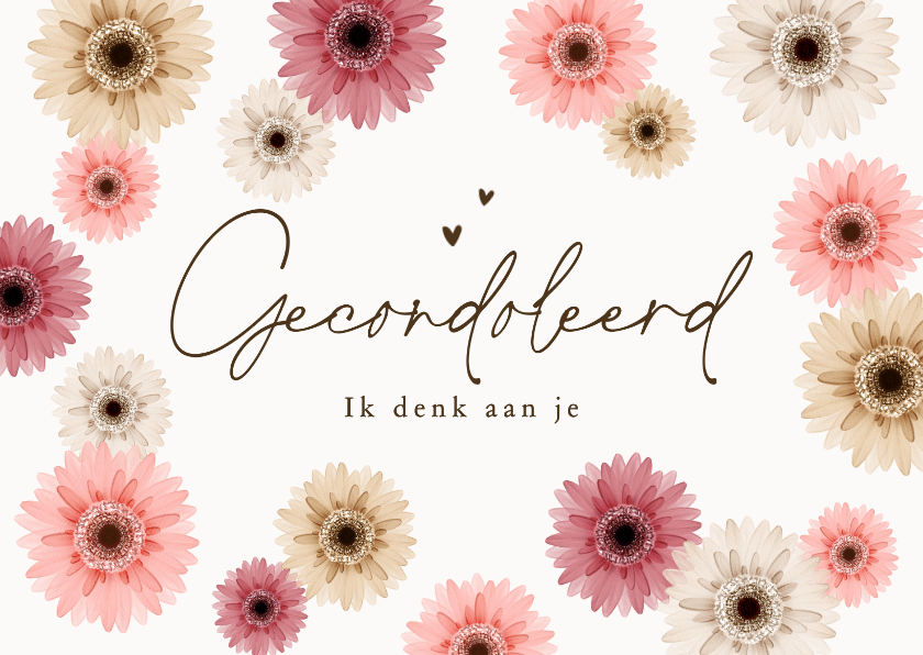 Condoleancekaarten - Condoleancekaart sterkte gerbera bloemen stijlvol liefdevol
