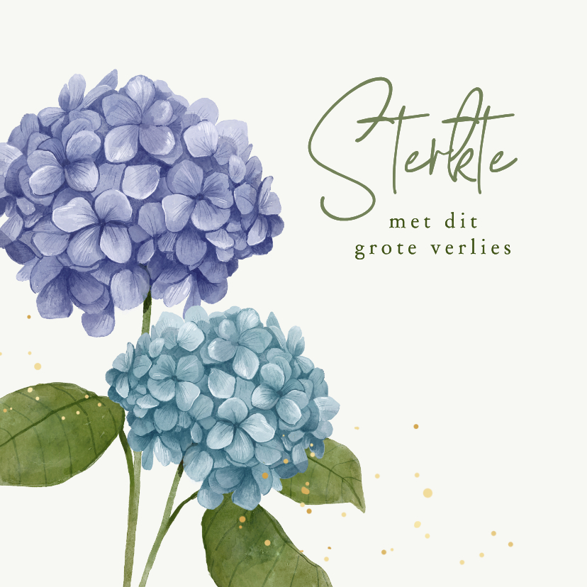 Condoleancekaarten - Condoleancekaart sterkte hortensia's blauw paars