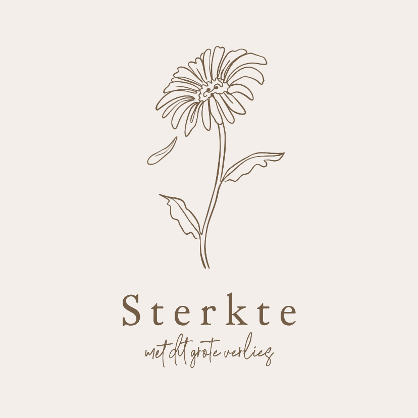 Condoleancekaarten - Condoleancekaart sterkte line art gerbera bloem neutraal
