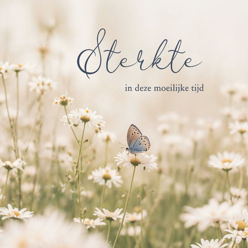 Condoleancekaart sterkte met bloemetjes en vlinder natuur - Condoleancekaarten Condoleancekaarten - Condoleancekaart sterkte met bloemetjes en vlinder natuur