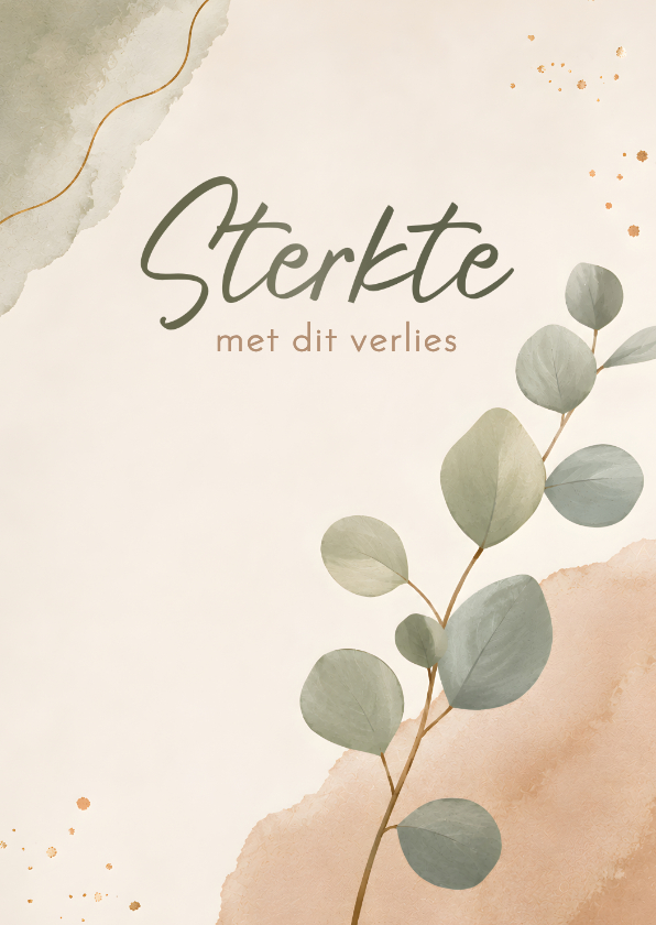 Condoleancekaart 'sterkte' met mooie eucalyptus tak - Condoleancekaarten Condoleancekaarten - Condoleancekaart 'sterkte' met mooie eucalyptus tak