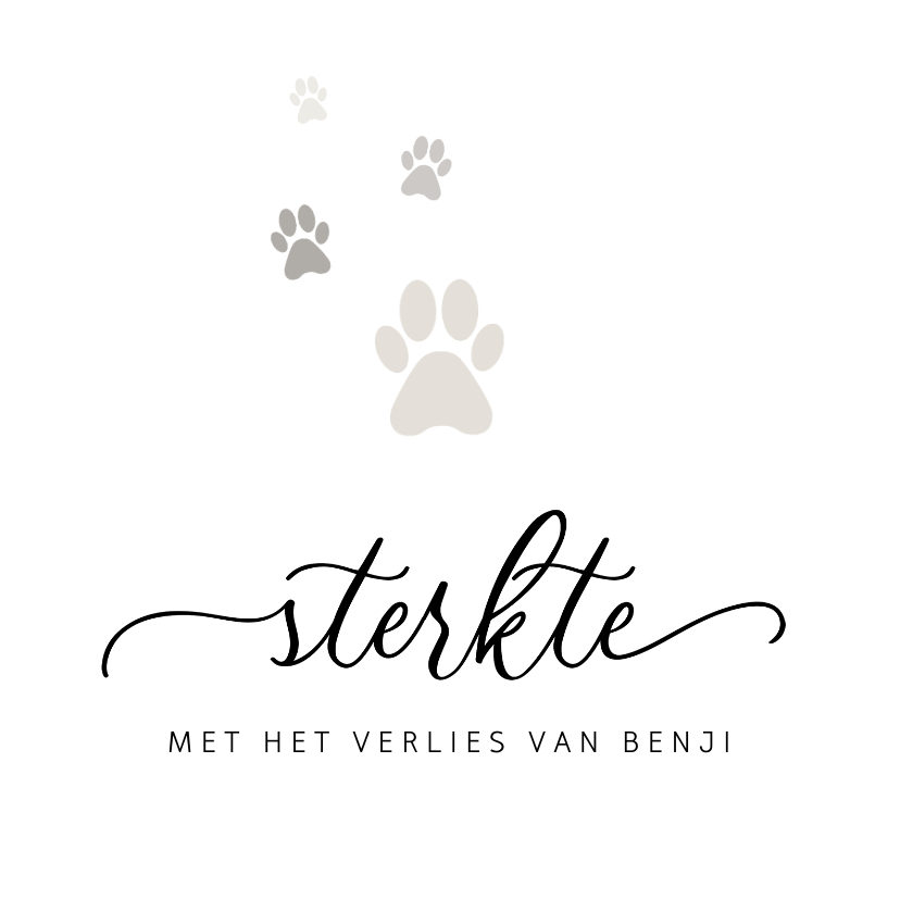 Condoleancekaarten - Condoleancekaart stijlvol sterkte hond pootjes verlies