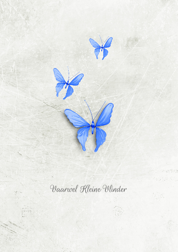 Condoleancekaart vaarwel kleine vlinder blauw - Condoleancekaarten Condoleancekaarten - Condoleancekaart vaarwel kleine vlinder blauw