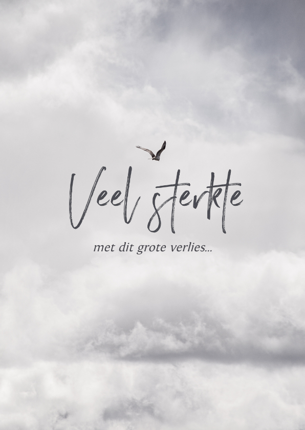 Condoleancekaarten - Condoleancekaart veel sterkte wolken vogel grijs