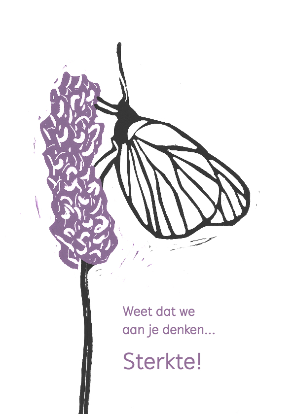 Condoleancekaarten - Condoleancekaart vlinder op bloem