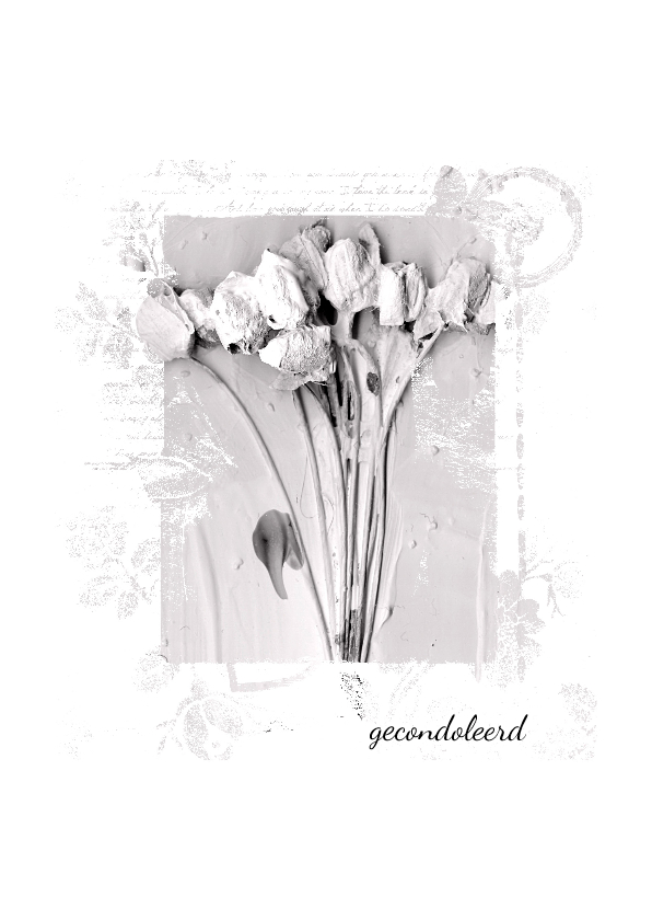 Condoleancekaart white painted flowers - Condoleancekaarten Condoleancekaarten - Condoleancekaart white painted flowers