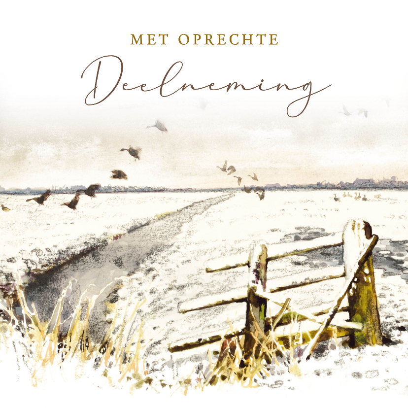 Condoleancekaarten - Condoleancekaart winters weiland boeren hek