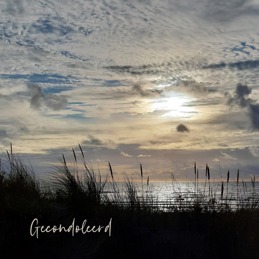 Condoleancekaarten - Condoleancekaart zonsondergang helmgras strand gecondoleerd