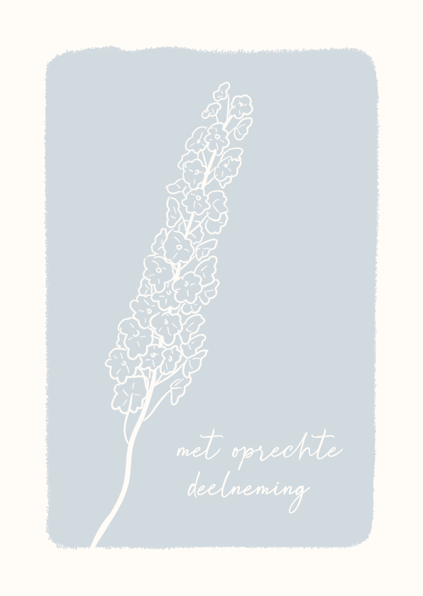 Klassieke condoleancekaart met lijntekening bloem blauw - Condoleancekaarten Condoleancekaarten - Klassieke condoleancekaart met lijntekening bloem blauw