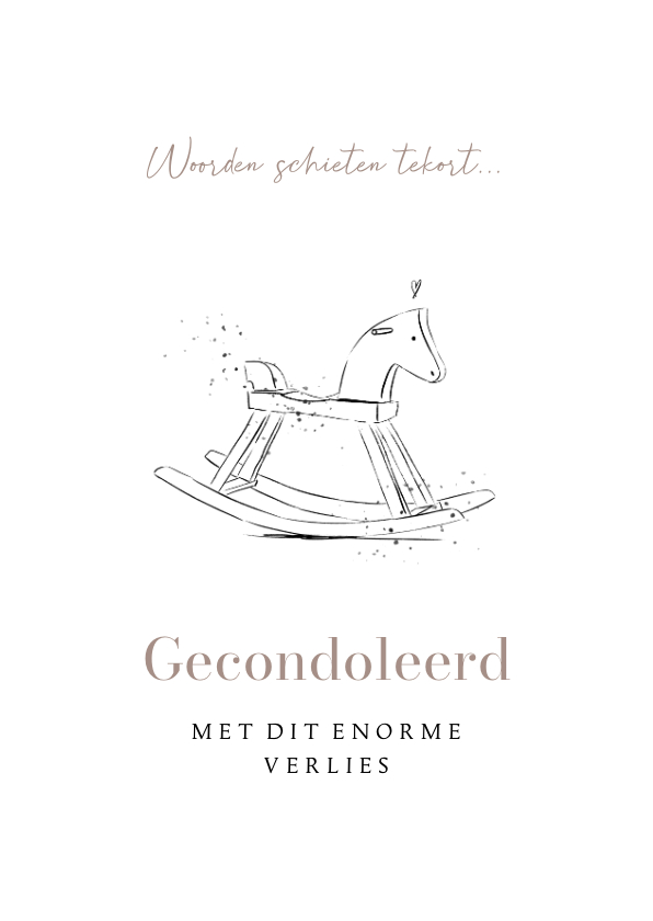 Condoleancekaarten - Minimalistische condoleancekaart lijnillustratie hobbelpaard