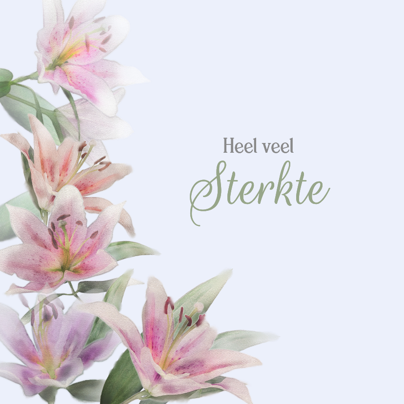 Condoleancekaarten - Mooie condoleancekaart met lelies op blauwe achtergrond