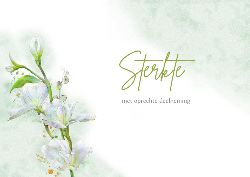 Condoleancekaarten - Mooie condoleancekaart met witte bloemen op waterverf