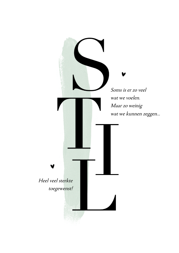 Condoleancekaarten - Sterkte condoleance kaart stil typografisch klassiek verf