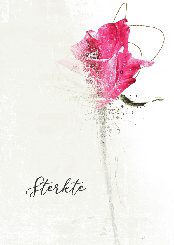 Condoleancekaarten - Sterktekaart in gedachten roze roos