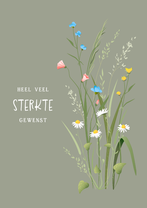 Condoleancekaarten - Stijlvolle condoleancekaart met sierlijke veldbloemen 