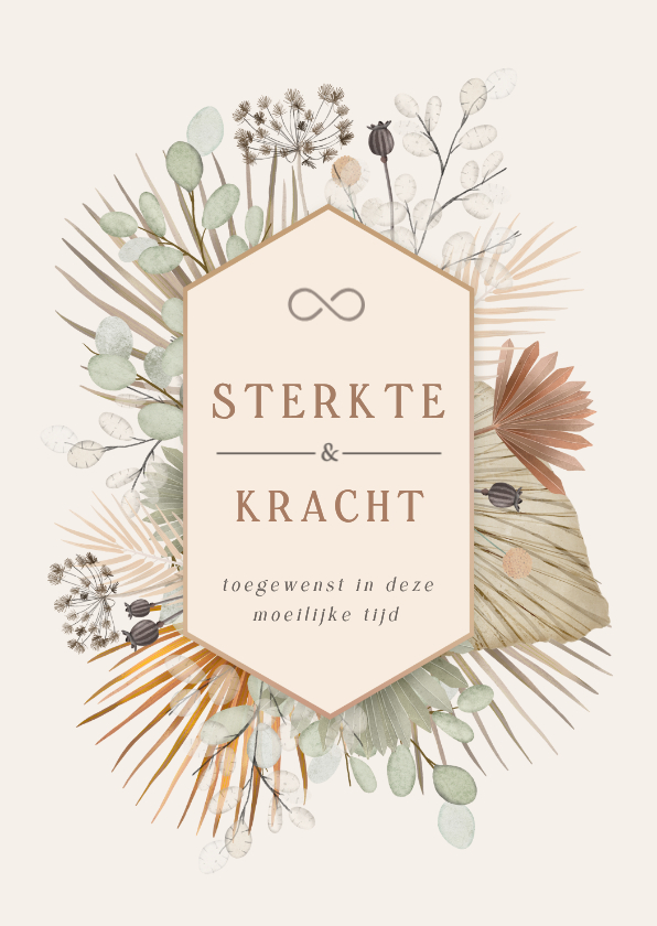Condoleancekaarten - Stijlvolle natuurlijke condoleancekaart met droogbloemen