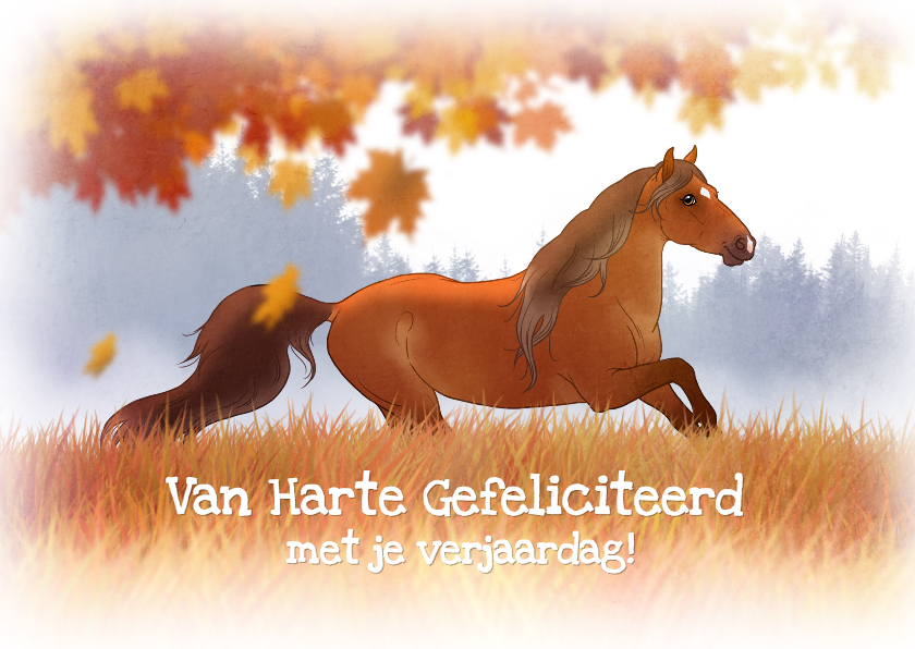 Chiwowy Paardenkaart herfst - Dierenkaarten Dierenkaarten - Chiwowy Paardenkaart herfst