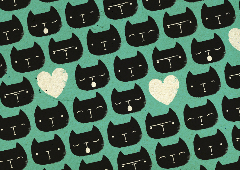 Dierenkaart Blauw Zwarte Kat - Dierenkaarten Dierenkaarten - Dierenkaart Blauw Zwarte Kat