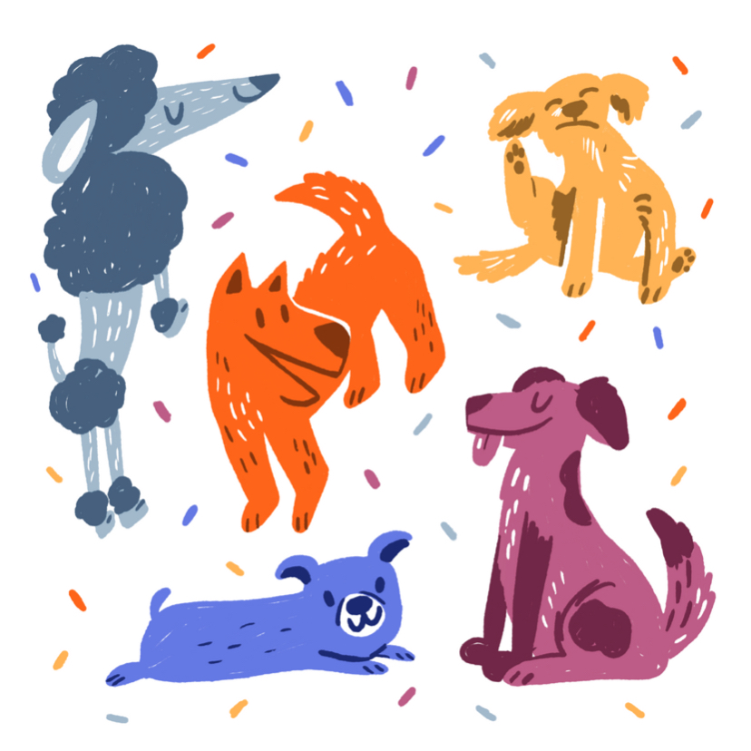 Dierenkaarten - Dierenkaart feestelijke honden