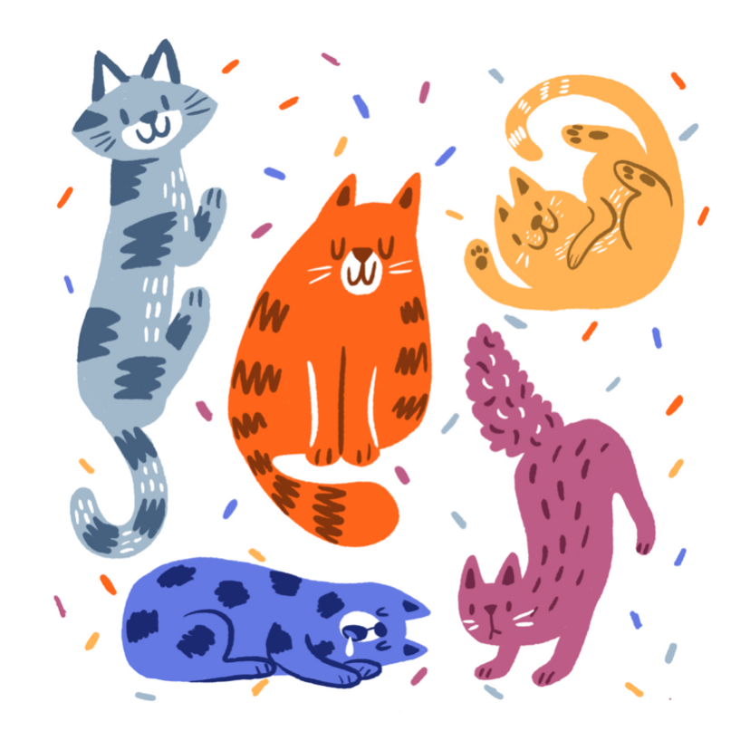 Dierenkaart feestelijke katten - Dierenkaarten Dierenkaarten - Dierenkaart feestelijke katten