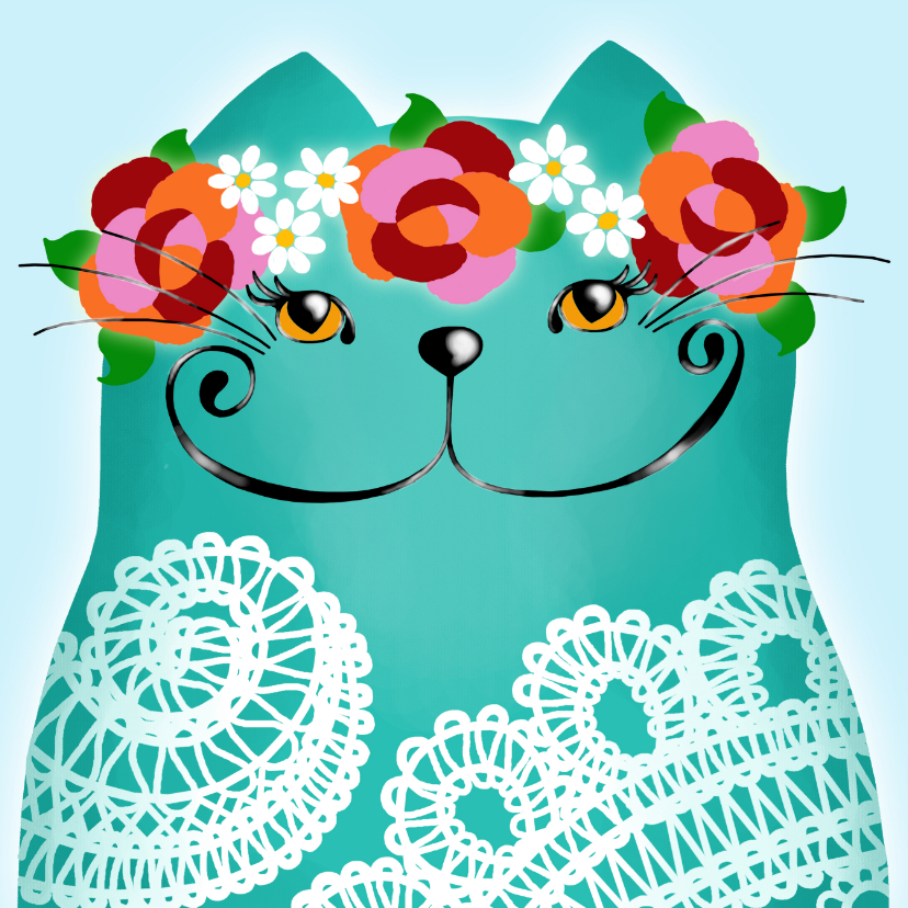 Dierenkaart kat lace - Dierenkaarten Dierenkaarten - Dierenkaart kat lace