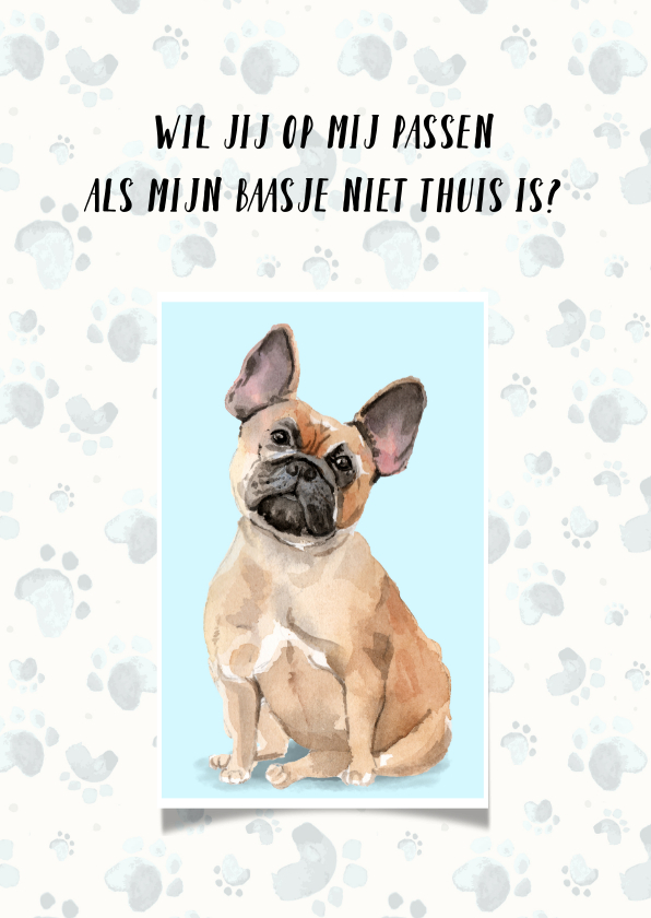 Dierenkaarten - Dierenkaart uitnodiging voor oppas hond