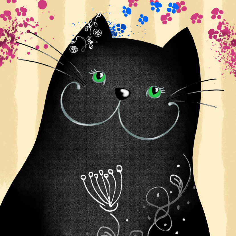 Dierenkaarten - Dierenkaart zwarte kat