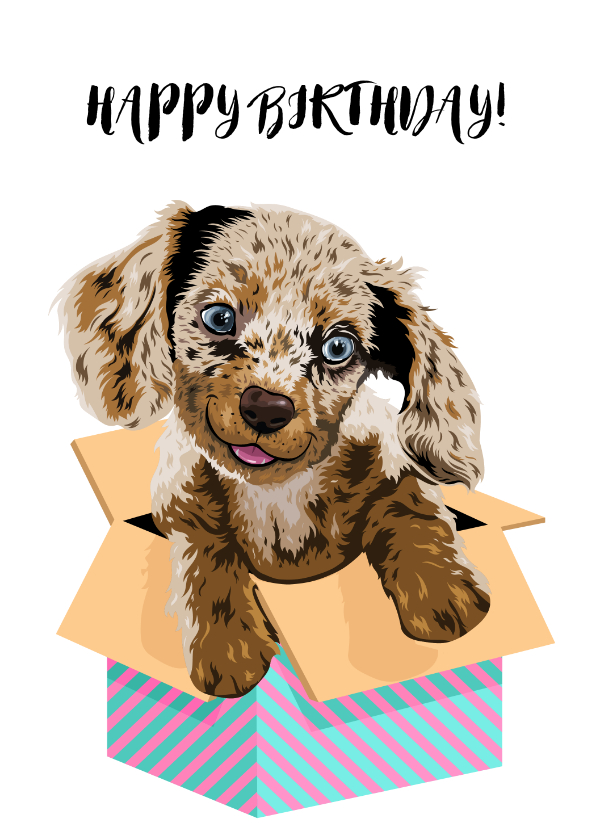 Lieve puppy verjaardagskaart voor kind - Dierenkaarten Dierenkaarten - Lieve puppy verjaardagskaart voor kind