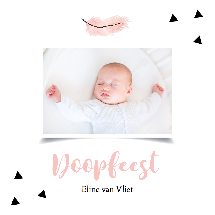 Doopkaart foto driehoekjes meisje - Doopkaarten Doopkaarten - Doopkaart foto driehoekjes meisje