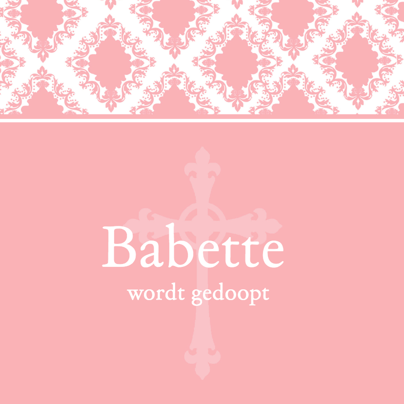 Doopkaart Roze Barok - Doopkaarten Doopkaarten - Doopkaart Roze Barok