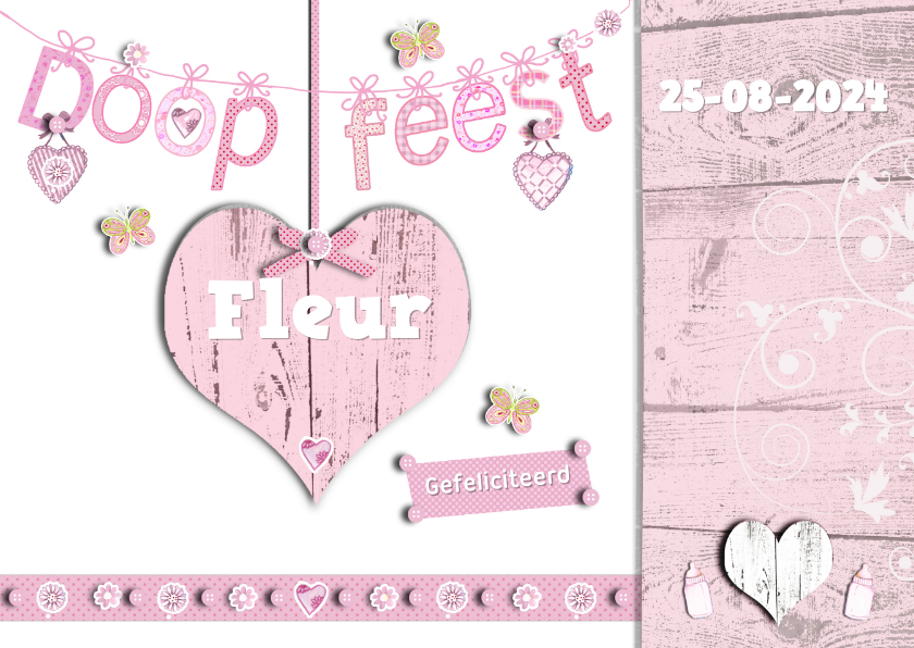 UItnodiging doopfeest meisje - Doopkaarten Doopkaarten - UItnodiging doopfeest meisje