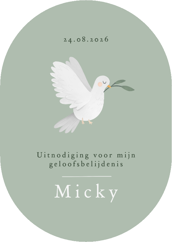 Doopkaarten - Uitnodiging geloofsbelijdenis witte duif christelijk