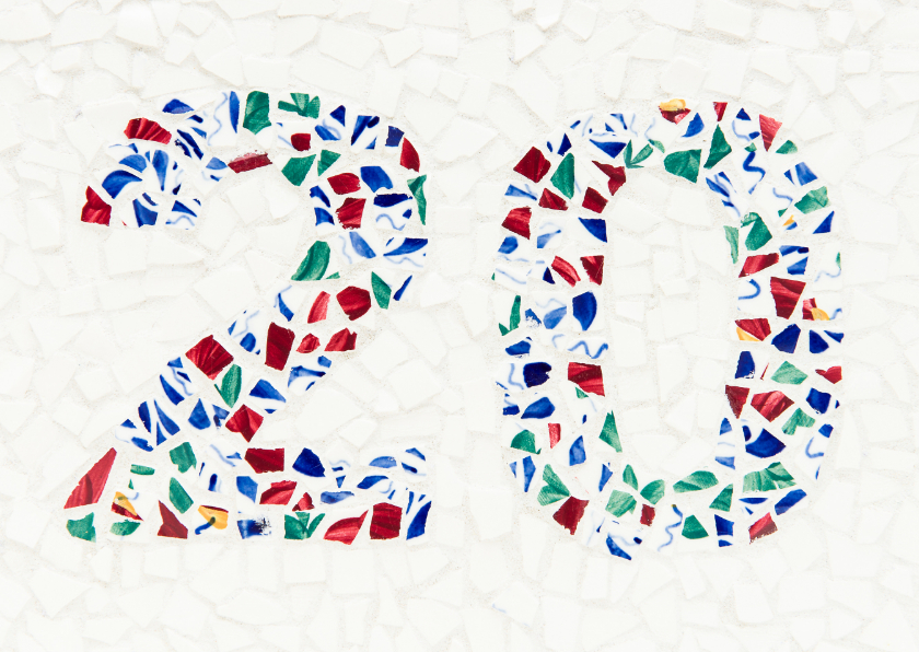 20 jaar getrouwd - Porselein - Felicitatiekaarten Felicitatiekaarten - 20 jaar getrouwd - Porselein