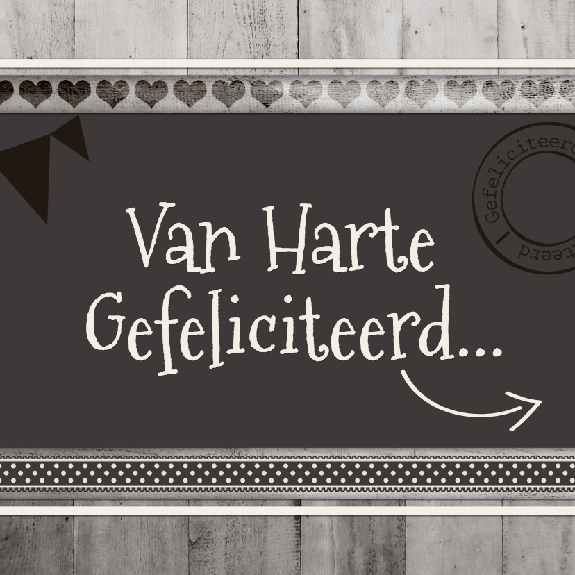 Antraciet Gefeliciteerd! - BK - Felicitatiekaarten Felicitatiekaarten - Antraciet Gefeliciteerd! - BK