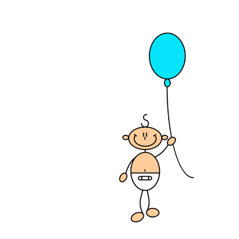 Baby jongen met ballon - Felicitatiekaarten Felicitatiekaarten - Baby jongen met ballon
