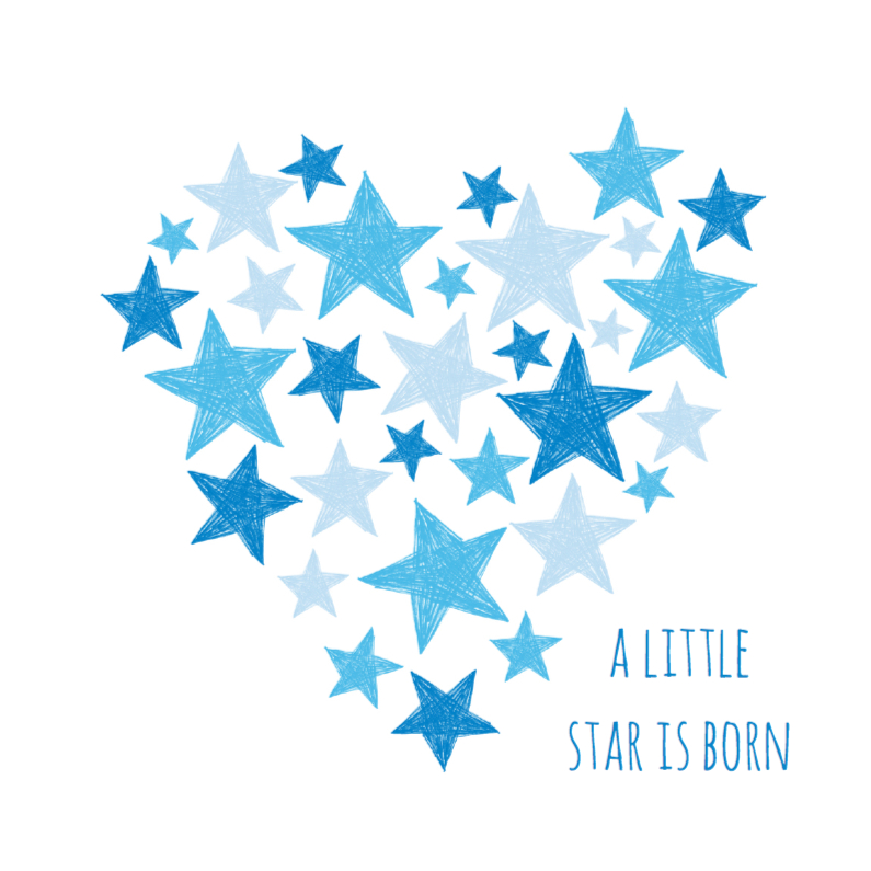 Felicitatiekaarten - Blauw hart met sterren
