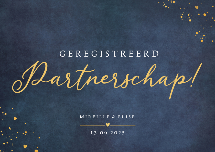 Felicitatiekaarten - Blauwe felicitatiekaart voor een geregistreerd partnerschap