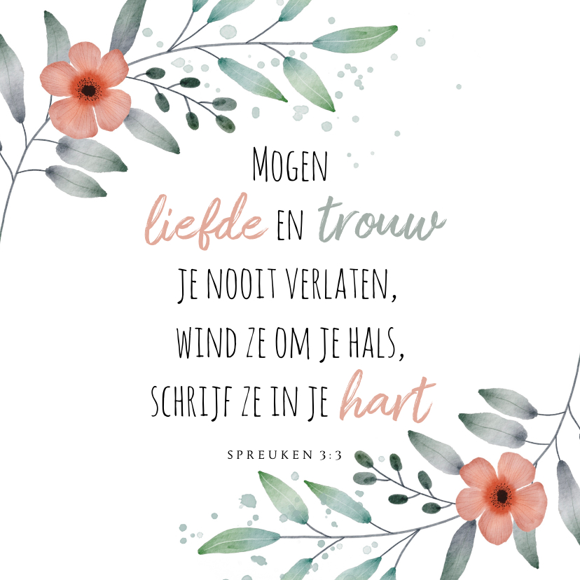 Felicitatiekaarten - Christelijke felicitatiekaart huwelijk met bijbeltekst 