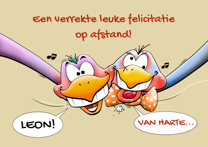 Een verrekte grappige kaart met felicitatie op afstand - Felicitatiekaarten Felicitatiekaarten - Een verrekte grappige kaart met felicitatie op afstand