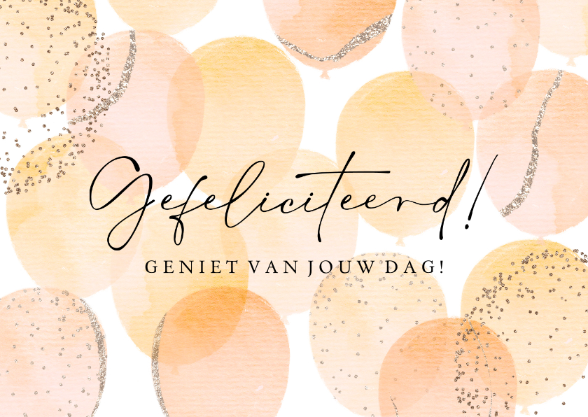 Felicitatiekaarten - Feestelijke felicitatiekaart met ballonnen en goud