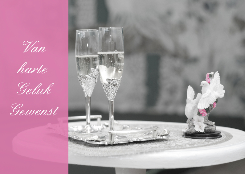 Felicaitie huwelijk Kleurrijk Zwart Wit - Felicitatiekaarten Felicitatiekaarten - Felicaitie huwelijk Kleurrijk Zwart Wit