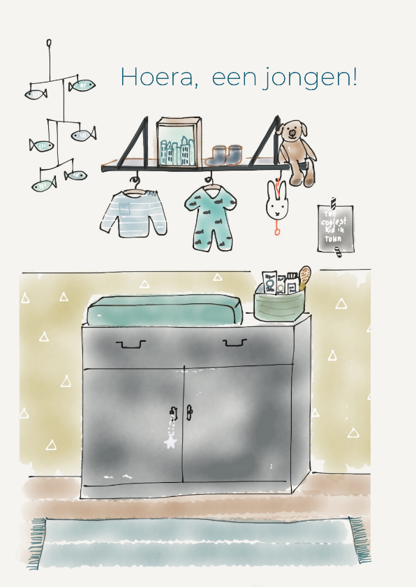 Felicitatiekaarten - Felicatie geboorte Babykamer Jongen