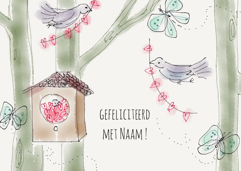 Feliciatiekaart Vogels - Felicitatiekaarten Felicitatiekaarten - Feliciatiekaart Vogels