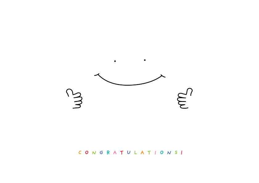 Felicitatiekaarten - Felicitaiekaartje 'Congratulations' smiley duimpjes op
