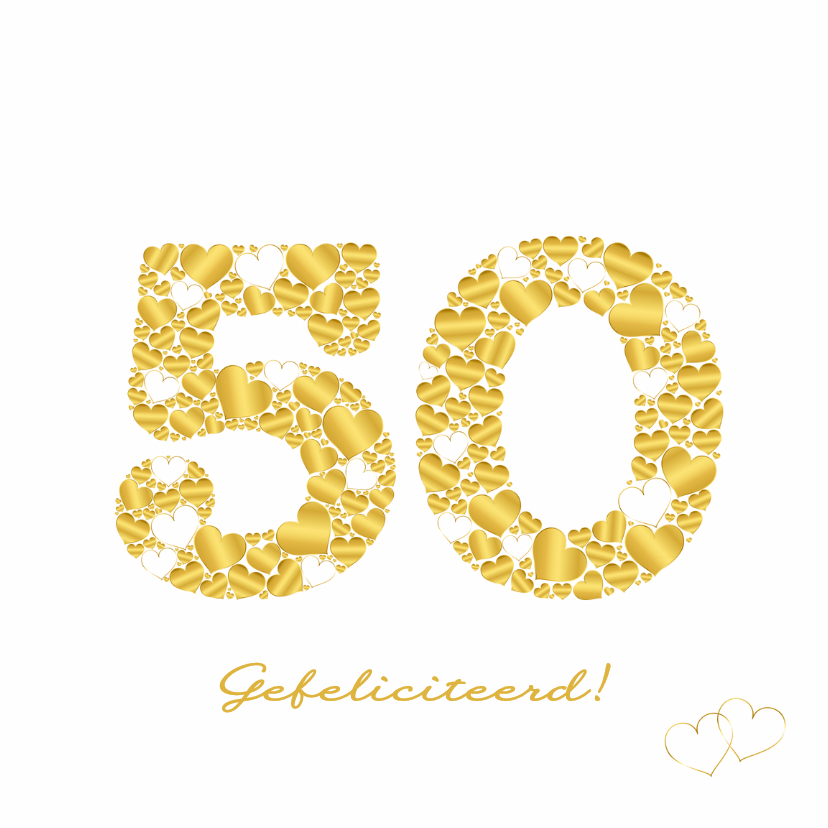 Felicitatiekaarten - Felicitatie 50 hartjes sierlijk