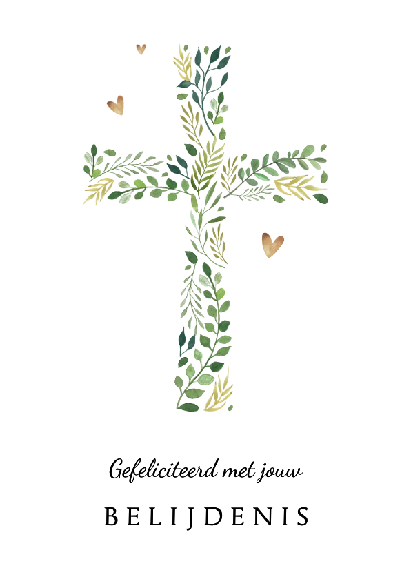 Felicitatie belijdenis met botanisch kruis - Felicitatiekaarten Felicitatiekaarten - Felicitatie belijdenis met botanisch kruis