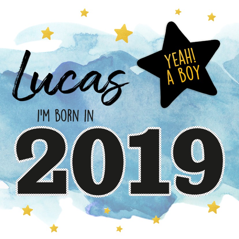 Felicitatie - born in 2019 (jongen) - Felicitatiekaarten Felicitatiekaarten - Felicitatie - born in 2019 (jongen)